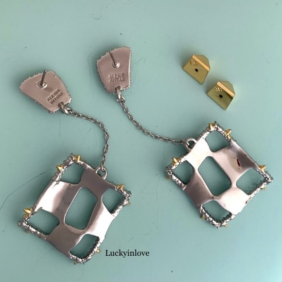 Alexis Bittar Shimmering Modern Pavé Crystal Checkerboard Drop Chain Earrings - Picture 9 of 12